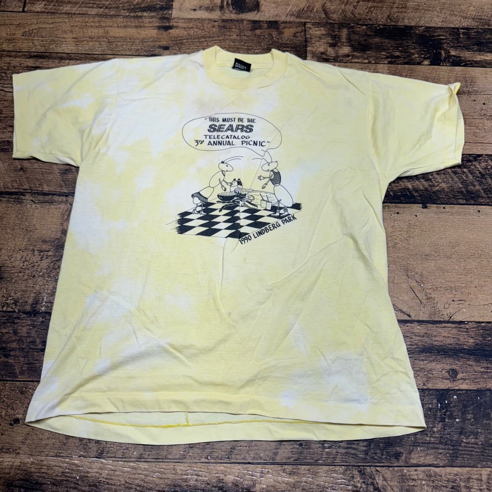 Screen Stars Best‎ Vintage Sears Telecatalog Picnic Graphic Tee XL Single Stitch